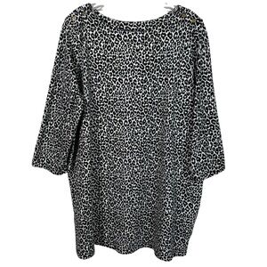 Jessica London Black White Leopard Animal Print Half Sleeve Shirt Plus Size 22